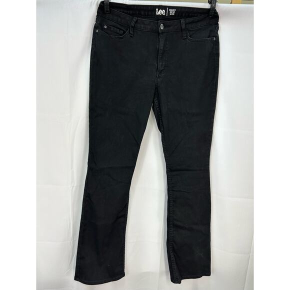 LEE WOMENS  REGULAR FIT BOOT CUT MID RISE JEAN SIZE 14M COLOR BLACK COTTON BLEND - Picture 6 of 9